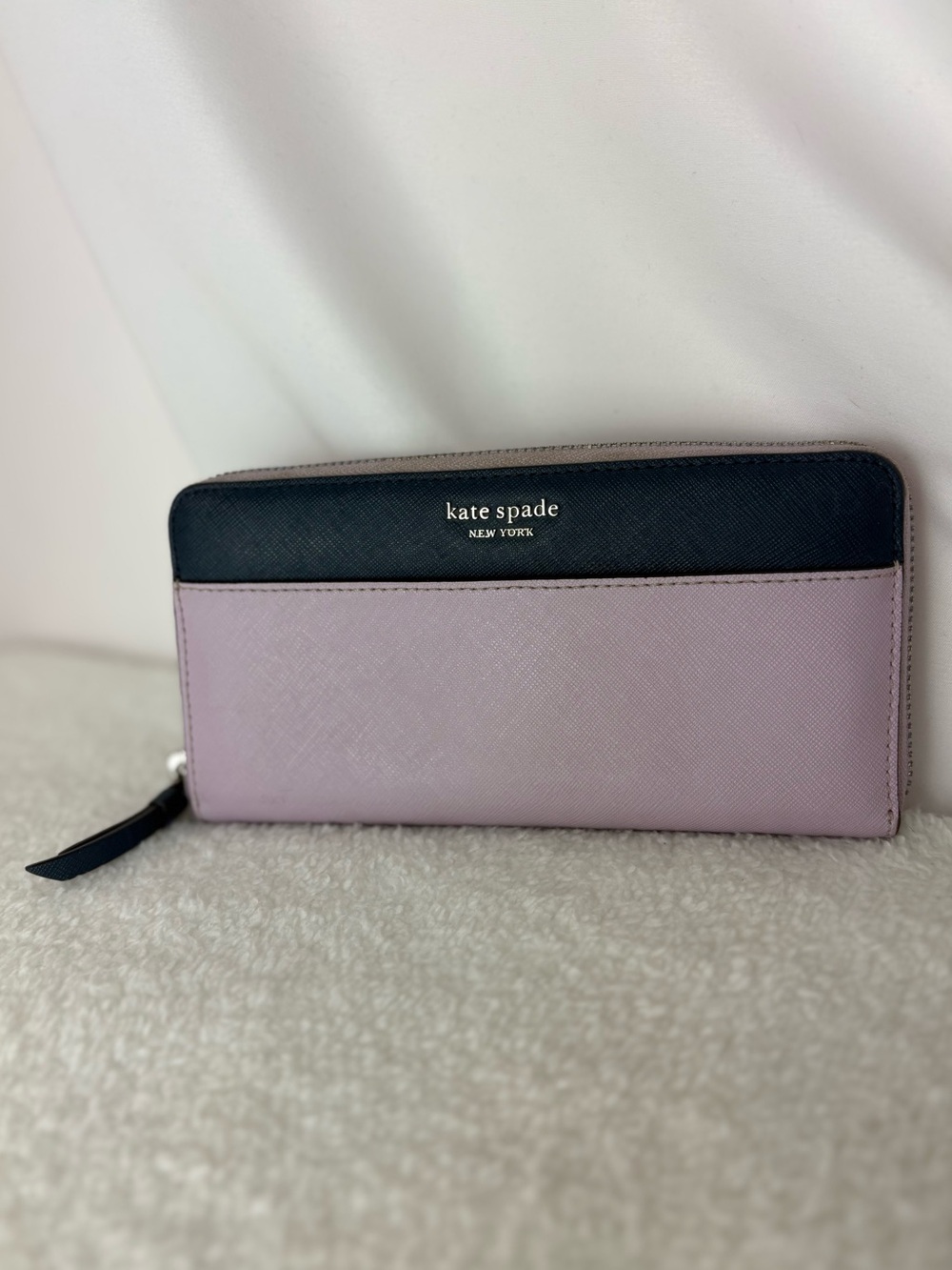 kate spade Two-Tone Lavender and Navy Zip Wallet